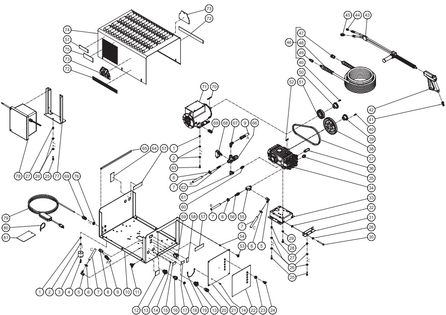MITM CW-1003-SME1 pressure washer parts and manual